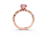 Rose gold Fancy Pink Cushion  Solitaire with Side Stones on a Pavé Band and Four-Prong Setting_26