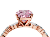 Rose gold Fancy Pink Cushion  Solitaire with Side Stones on a Pavé Band and Four-Prong Setting_27