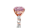 Rose gold Fancy Pink Cushion  Solitaire with Side Stones on a Pavé Band and Four-Prong Setting_28