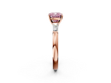 Rose gold Fancy Pink Cushion  Solitaire with Tapered Baguette Side Stones on a Classic Band with Four-Prong Setting_119