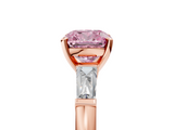 Rose gold Fancy Pink Cushion  Solitaire with Tapered Baguette Side Stones on a Classic Band with Four-Prong Setting_122