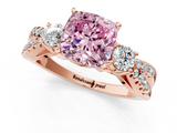 Rose gold Fancy Pink Cushion  Three-Stone Diamond Ring with Pavé Split Shank and Four-Prong Setting_46