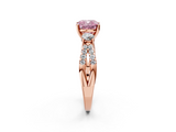 Rose gold Fancy Pink Cushion  Three-Stone Diamond Ring with Pavé Split Shank and Four-Prong Setting_47