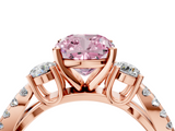 Rose gold Fancy Pink Cushion  Three-Stone Diamond Ring with Pavé Split Shank and Four-Prong Setting_49