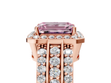 Rose gold Fancy Pink Emerald -Cut Halo Diamond Ring with Split Shank and Four-Prong Setting_106