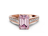 Rose gold Fancy Pink Emerald  Brilliant Cut Diamond Engagement Ring with Pavé Band and Four-Prong Setting_50