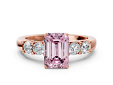 Rose gold Fancy Pink Emerald  Brilliant Cut Diamond Five-Stone Prong Set Engagement Ring with Channel Band_3