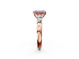 Rose gold Fancy Pink Emerald  Brilliant Cut Diamond Five-Stone Prong Set Engagement Ring with Channel Band_5