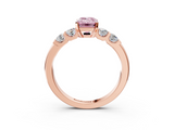 Rose gold Fancy Pink Emerald  Brilliant Cut Diamond Five-Stone Prong Set Engagement Ring with Channel Band_6