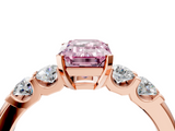 Rose gold Fancy Pink Emerald  Brilliant Cut Diamond Five-Stone Prong Set Engagement Ring with Channel Band_7