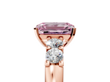 Rose gold Fancy Pink Emerald  Brilliant Cut Diamond Five-Stone Prong Set Engagement Ring with Channel Band_8