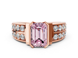 Rose gold Fancy Pink Emerald  Brilliant Diamond Channel Set Wide Band Ring with Bezel Setting_20