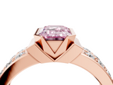 Rose gold Fancy Pink Emerald  Brilliant Diamond Channel Set Wide Band Ring with Bezel Setting_24