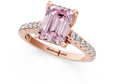 Rose gold Fancy Pink Emerald  Brilliant Diamond Solitaire with Pavé Band and Four-Prong Setting 2