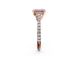 Rose gold Fancy Pink Emerald  Brilliant Diamond Solitaire with Pavé Band and Four-Prong Setting 3