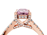 Rose gold Fancy Pink Emerald  Brilliant Diamond Solitaire with Pavé Band and Four-Prong Setting 5