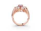 Rose gold Fancy Pink Emerald  Brilliant Flower Halo Diamond Split Shank Ring_126