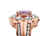 Rose gold Fancy Pink Emerald  Brilliant Flower Halo Diamond Split Shank Ring_128