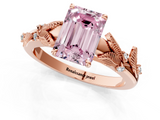 Rose gold Fancy Pink Emerald  Brilliant Solitaire with Leaf Motif Band and Four-Prong Setting_63