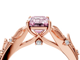 Rose gold Fancy Pink Emerald  Brilliant Solitaire with Leaf Motif Band and Four-Prong Setting_66
