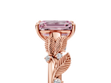 Rose gold Fancy Pink Emerald  Brilliant Solitaire with Leaf Motif Band and Four-Prong Setting_67