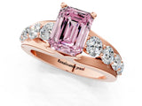 Rose gold Fancy Pink Emerald  Brilliant Solitaire with Side Stones on a Pave Band and Four-Prong Setting_25