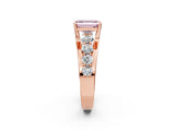 Rose gold Fancy Pink Emerald  Brilliant Solitaire with Side Stones on a Pave Band and Four-Prong Setting_26