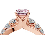 Rose gold Fancy Pink Emerald  Brilliant Solitaire with Side Stones on a Pave Band and Four-Prong Setting_28