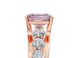 Rose gold Fancy Pink Emerald  Brilliant Solitaire with Side Stones on a Pave Band and Four-Prong Setting_29