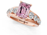 Rose gold Fancy Pink Emerald  Brilliant Solitaire with Side Stones on a Pave Band and Four-Prong Setting_39