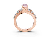 Rose gold Fancy Pink Emerald  Brilliant Solitaire with Side Stones on a Pave Band and Four-Prong Setting_41