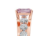 Rose gold Fancy Pink Emerald  Brilliant Solitaire with Side Stones on a Pave Band and Four-Prong Setting_43