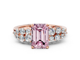 Rose gold Fancy Pink Emerald  Cluster Diamond Engagement Ring with Pavé Band and Four-Prong Setting_51