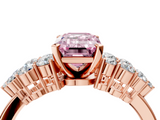 Rose gold Fancy Pink Emerald  Cluster Diamond Engagement Ring with Pavé Band and Four-Prong Setting_55