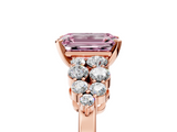 Rose gold Fancy Pink Emerald  Cluster Diamond Engagement Ring with Pavé Band and Four-Prong Setting_56