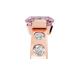 Rose gold Fancy Pink Emerald Cut Brilliant Channel-Set Diamond Ring with Bezel Prong Setting_5