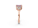 Rose gold Fancy Pink Emerald Cut Brilliant Diamond Cluster Accent Solitaire Ring with Prong Setting_2