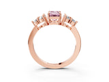 Rose gold Fancy Pink Emerald Cut Brilliant Diamond Cluster Accent Solitaire Ring with Prong Setting_3
