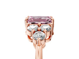 Rose gold Fancy Pink Emerald Cut Brilliant Diamond Cluster Accent Solitaire Ring with Prong Setting_5