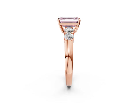 Rose gold Fancy Pink Emerald Cut Brilliant Diamond Five-Stone Engagement Ring with Prong Setting on a Classic Band_5