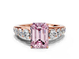 Rose gold Fancy Pink Emerald Cut Brilliant Diamond Pavé Band with Six-Prong Setting