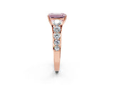 Rose gold Fancy Pink Emerald Cut Brilliant Diamond Pavé Band with Six-Prong Setting_2