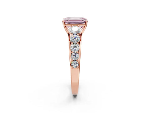 Rose gold Fancy Pink Emerald Cut Brilliant Diamond Pavé Band with Six-Prong Setting_2