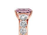 Rose gold Fancy Pink Emerald Cut Brilliant Diamond Pavé Band with Six-Prong Setting_5
