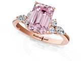 Rose gold Fancy Pink Emerald Cut Brilliant Diamond Solitaire Ring with Pear Side Stones and Four-Prong Setting_4