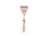 Rose gold Fancy Pink Emerald Cut Brilliant Diamond Solitaire Ring with Pear Side Stones and Four-Prong Setting_5