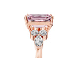 Rose gold Fancy Pink Emerald Cut Brilliant Diamond Solitaire Ring with Pear Side Stones and Four-Prong Setting_8