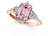 Rose gold Fancy Pink Emerald Cut Brilliant Diamond with Cluster Setting on a Beaded Band and Four-Prong Setting_1