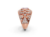 Rose gold Fancy Pink Emerald Cut Brilliant Halo Pave Diamond Milgrain Ring_2
