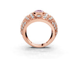 Rose gold Fancy Pink Emerald Cut Brilliant Halo Pave Diamond Milgrain Ring_3